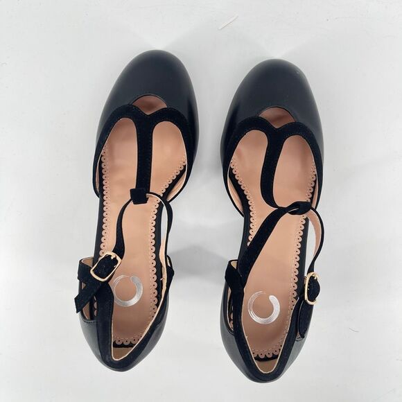 Brinley Co. Olina Black Faux Leather T-Strap Mary Jane Heels 8.5 NIB - Picture 6 of 16